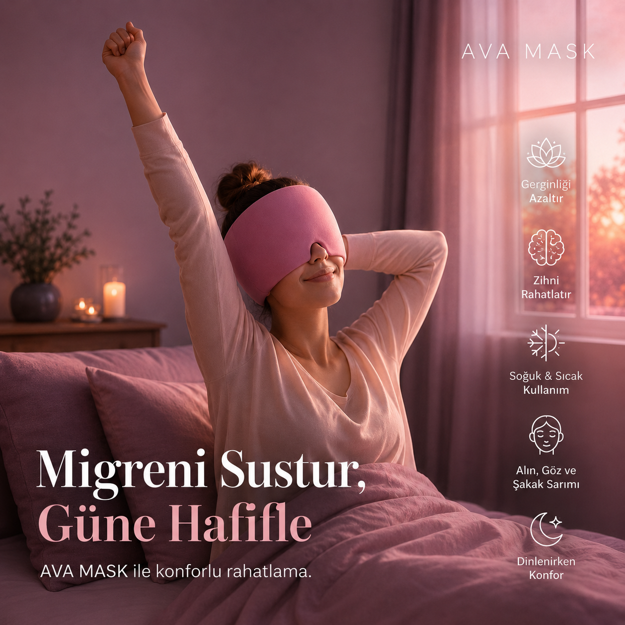 AVA MASK – Jel Migren ve Baş Ağrısı Rahatlatıcı Kafa Maskesi